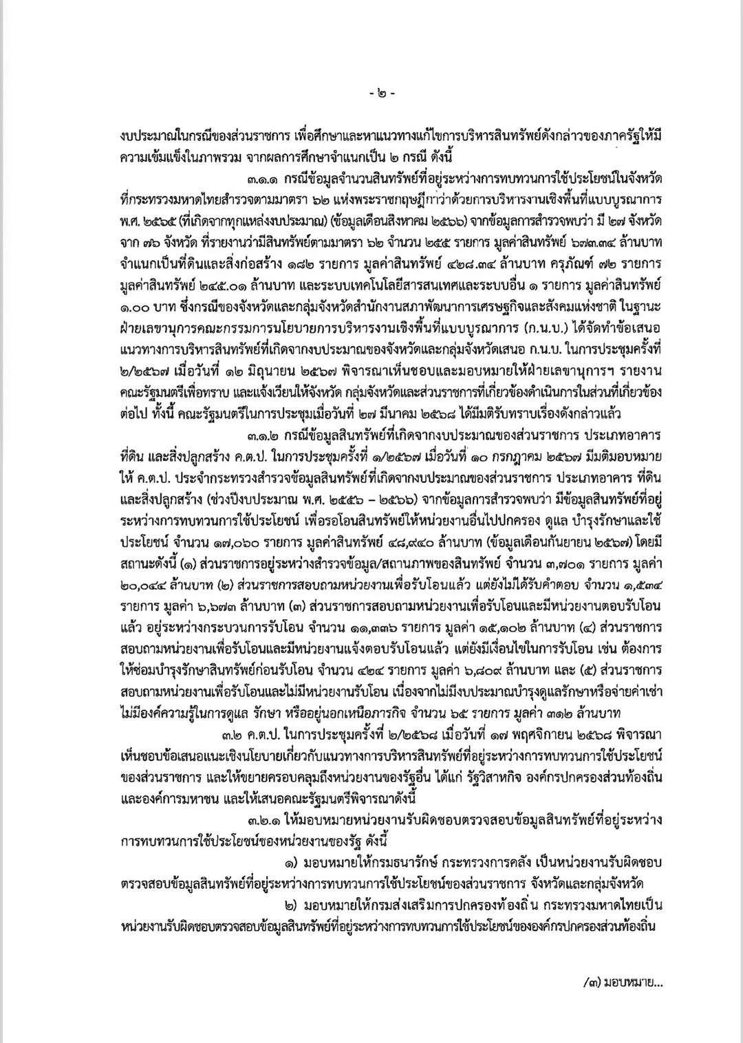 มติ ครม. จัดการทรัพย์สินรัฐ
